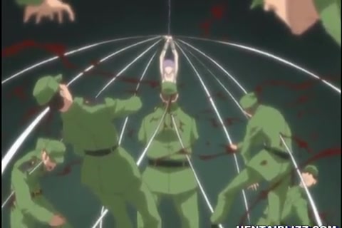 Zeichentrickporno Hentai - Mädchen wird gefesselt von Soldaten gefickt #5