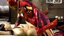 Iron Man fickt das vollbusige brünette Luder Leia Down an Karneval #1