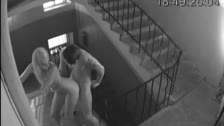 Sicherheitskamera filmt Paar, das in der Eingangshalle fickt #3