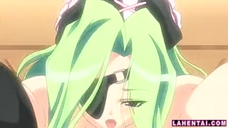 Zeichentrickporno Hentai - Mädchen mit grünen Haaren reitet einen Schwanz #8