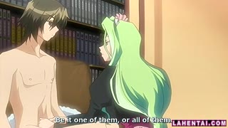 Zeichentrickporno Hentai - Mädchen mit grünen Haaren reitet einen Schwanz #2