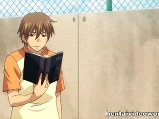 Anime-Schulmädchen wird von zwei Kerlen geknallt #16
