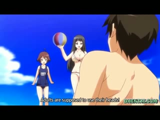Badeanzug Hentai Mädchen Oralsex und grosser Schwanz reiten am Strand #3