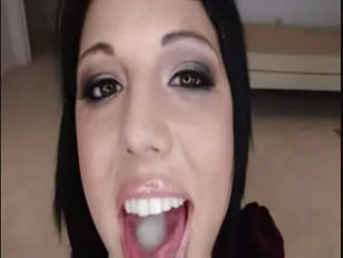 Brünette schluckt fette Cumshots im POV Film